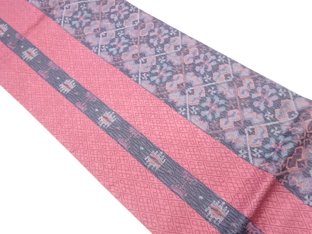 JAPANESE FUKURO OBI / MATELASSE / WOVEN ABSTRACT RHOMBUS